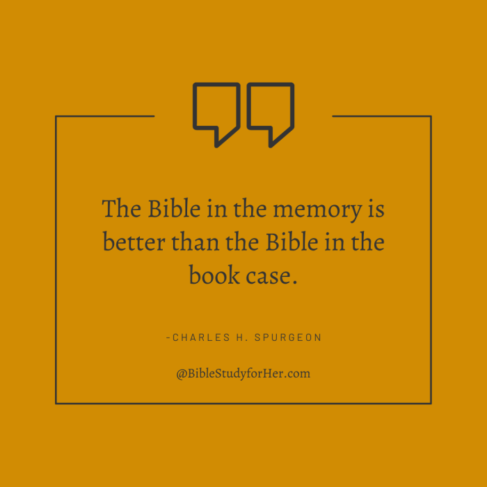 Quote by Charles H. Spurgeon about the benefit of scripture memorization. Best Christian Verses to Memorize for Effective Bible Study