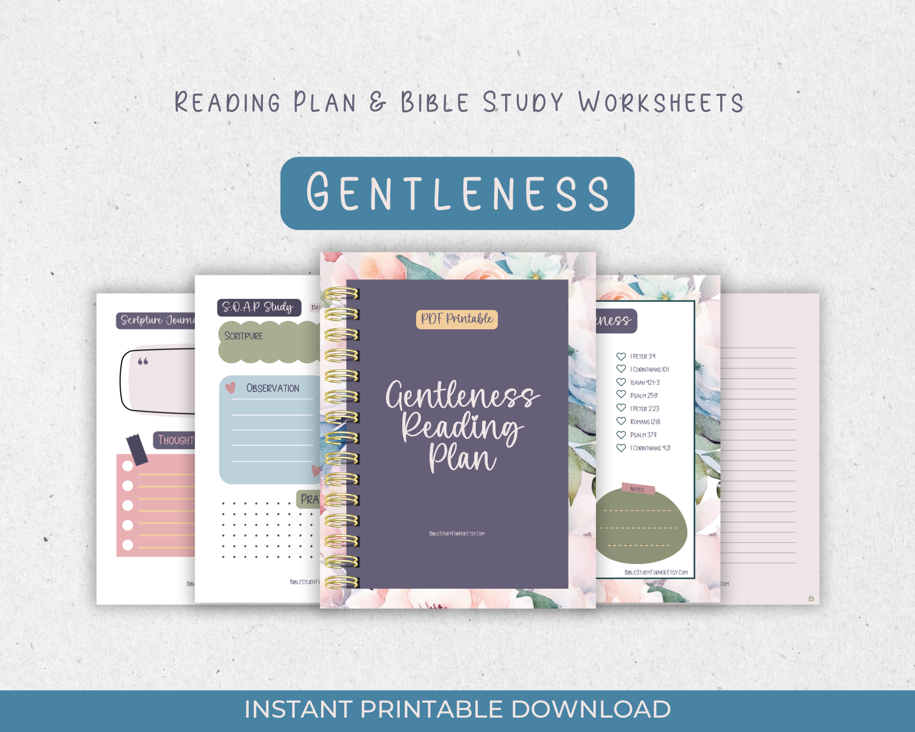 Bible Verses About Gentleness Reading Plan & Bible Study Worksheets